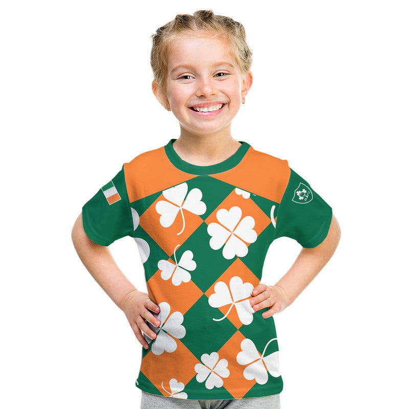 (Custom Text And Number) Ireland Rugby Sevens Kid T Shirt Shamrock Sporty Style - Vibe Hoodie Shop