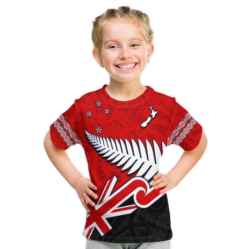 Waitangi T Shirt Aotearoa Tino Rangatiratanga Flag with Silver Fern LT9 - Vibe Hoodie Shop