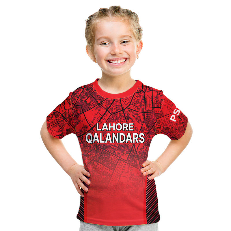 (Custom Personalised) Lahore Qalandars Kid T Shirt T20 Pakistan Cricket Version 2023 - Red - Vibe Hoodie Shop