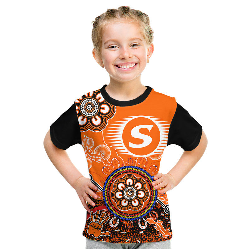 Perth Scorchers Kid T Shirt Cricket Indigenous Aboriginal Lizard Version - Vibe Hoodie Shop