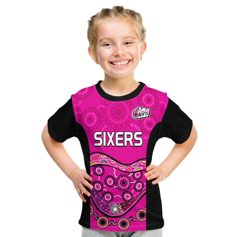 (Custom Personalised) Sixers Cricket Kid T Shirt Sydney Aboriginal - Vibe Hoodie Shop