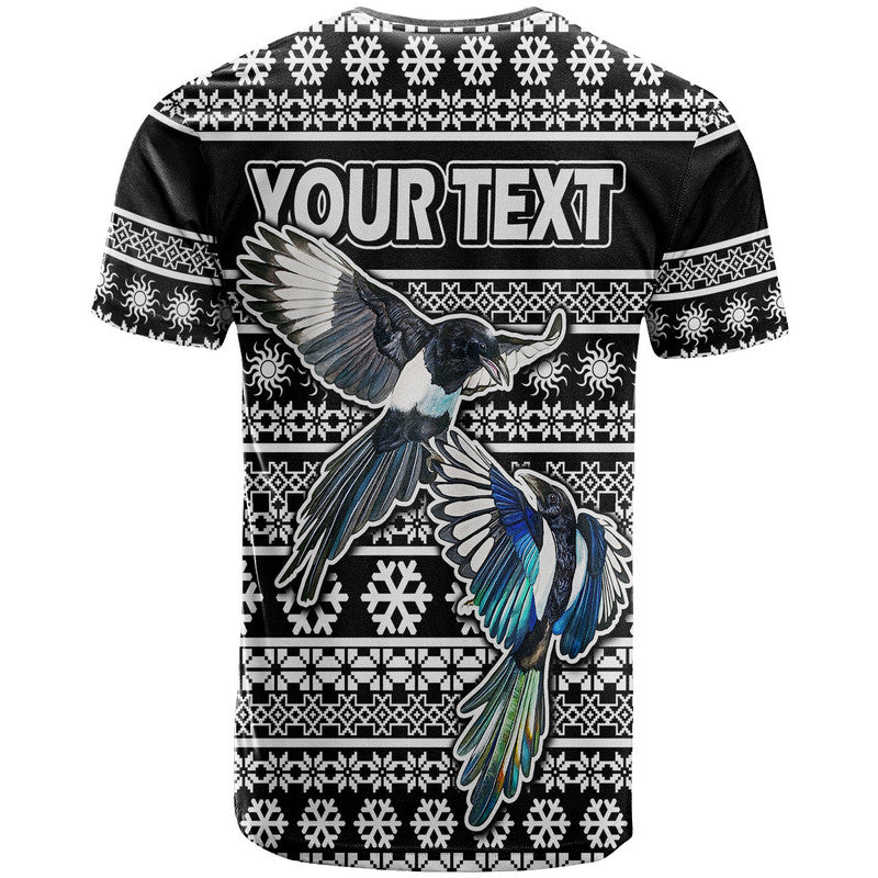 (Custom Personalised) Australian Magpies Christmas Vibe With Aboriginal Dot Painting Style T Shirt LT9 - Vibe Hoodie Shop