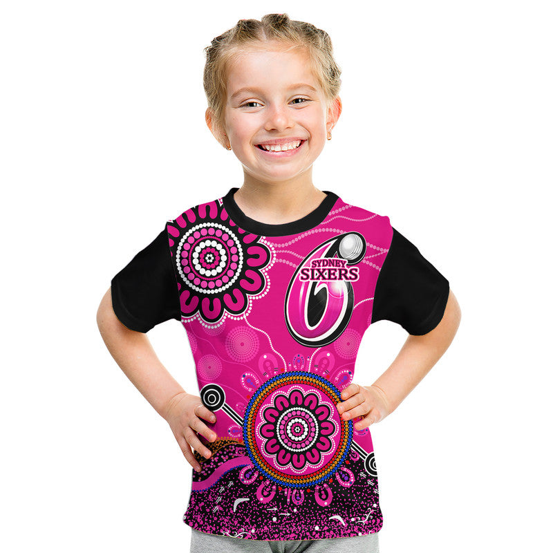 (Custom Personalised) Sydney Sixers Kid T Shirt Cricket Indigenous Aboriginal - Vibe Hoodie Shop