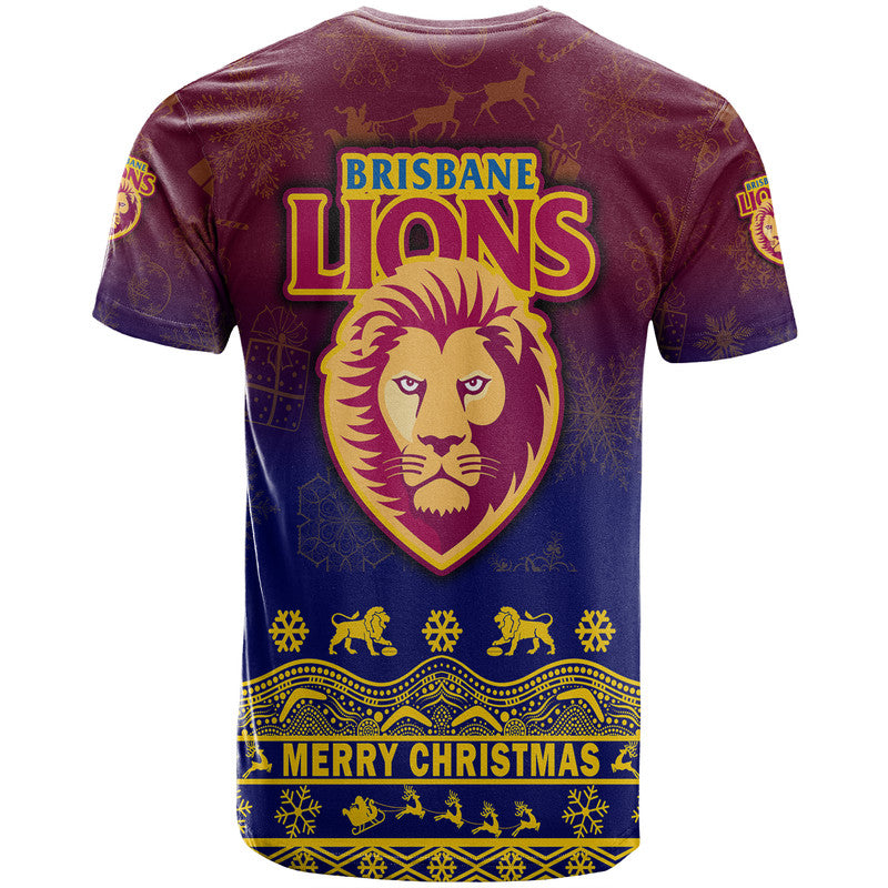 Brisbane Unique Lions Winter Season T Shirt Lions Merry Christmas LT9 - Vibe Hoodie Shop