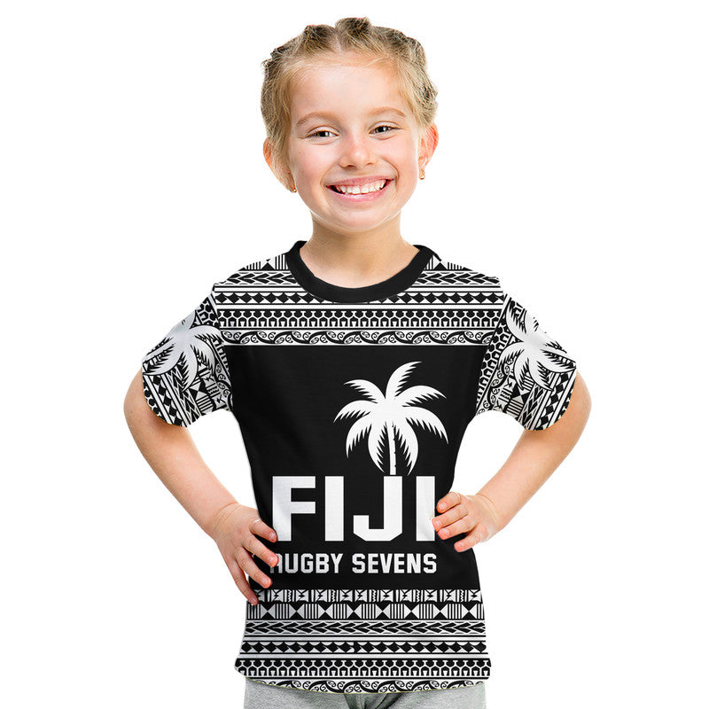 (Custom Text And Number) Fiji Rugby Sevens Kid T Shirt Simple Style - Vibe Hoodie Shop