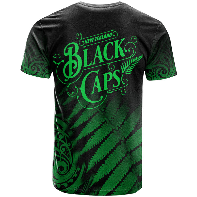 New Zealand Kiwis Cricket Team T Shirt Black Caps Silver Fern Mixed Maori Pattern Version Green LT9 - Vibe Hoodie Shop