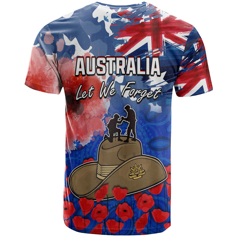 Australia ANZAC Day T Shirt Grunge Australia Flag and Red Poppy LT9 - Vibe Hoodie Shop