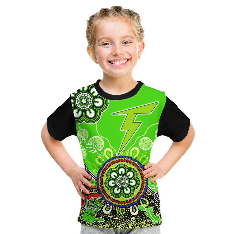 (Custom Personalised) Sydney Thunder Kid T Shirt Cricket Indigenous Aboriginal Lizard Version - Vibe Hoodie Shop