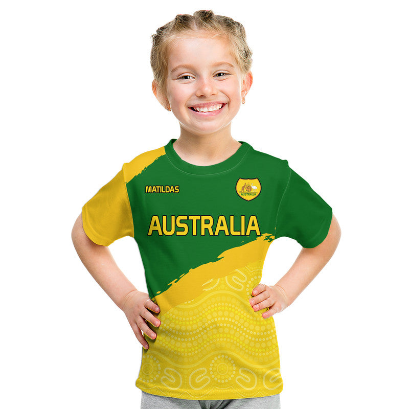 (Custom Personalised) Australia Soccer Kid T Shirt World Cup Football Matildas Female Socceroos - Vibe Hoodie Shop