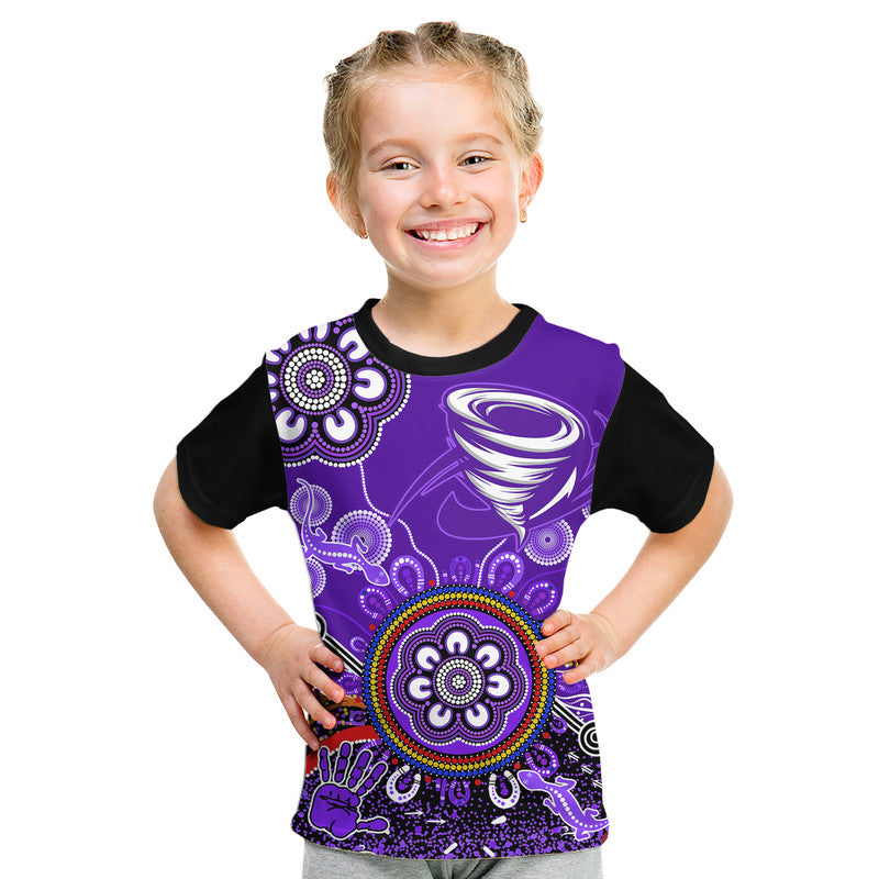 (Custom Personalised) Hobart Hurricanes Kid T Shirt Cricket Indigenous Aboriginal Lizard Version - Vibe Hoodie Shop