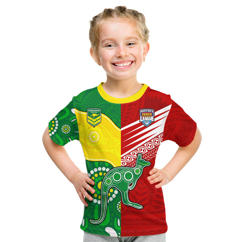 (Custom Personalised) Australia Kangaroos and Mate Maa Tonga T Shirt No2 LT9 - Vibe Hoodie Shop