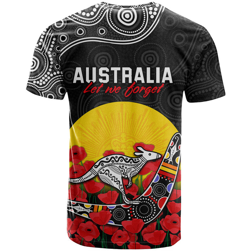 Australia ANZAC T Shirt Kangaroo Boomerang with Poppy LT9 - Vibe Hoodie Shop