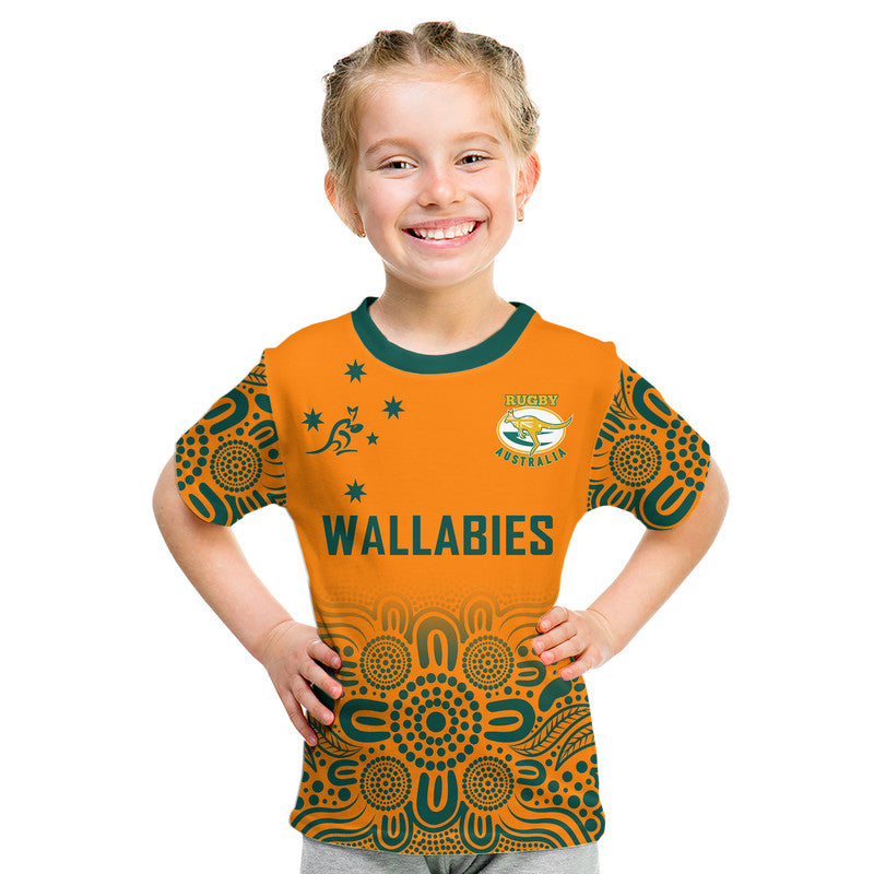 (Custom Personalised) Australia Rugby Wallabies Kangraroos Kid T Shirt - Vibe Hoodie Shop