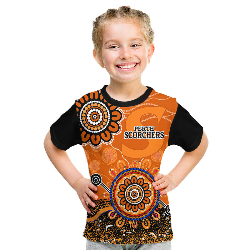 (Custom Personalised) Perth Scorchers Kid T Shirt Cricket Indigenous Aboriginal - Vibe Hoodie Shop