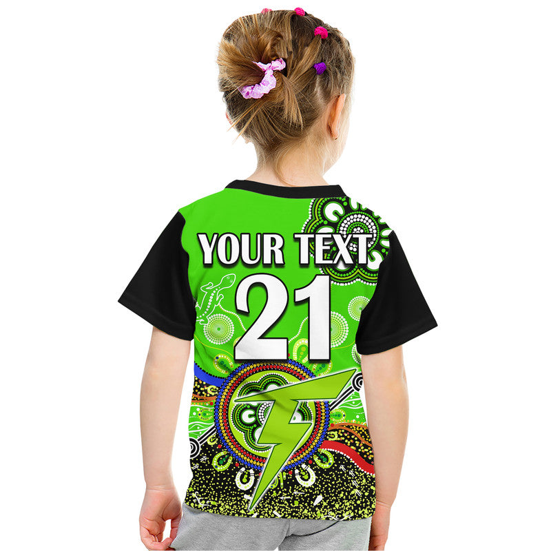 (Custom Personalised) Sydney Thunder Kid T Shirt Cricket Indigenous Aboriginal Lizard Version - Vibe Hoodie Shop