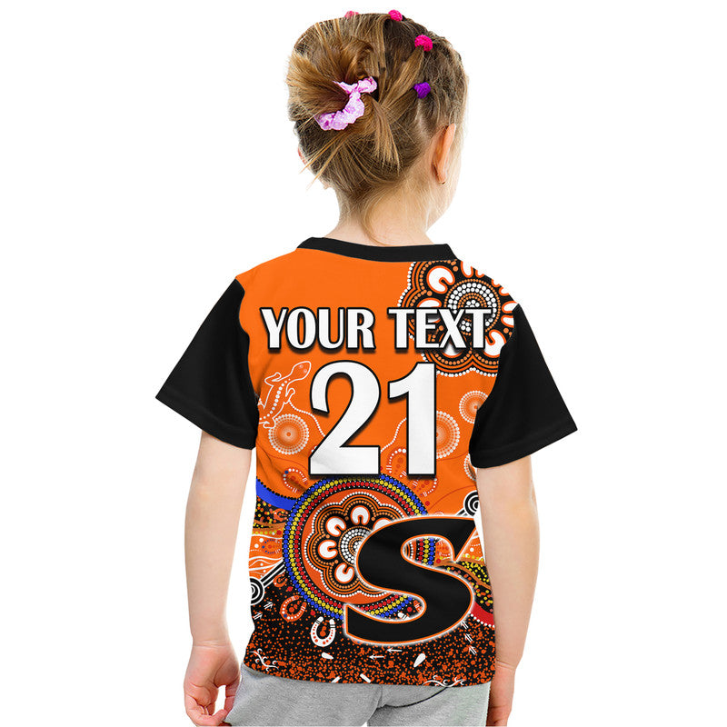 (Custom Personalised) Perth Scorchers Kid T Shirt Cricket Indigenous Aboriginal Lizard Version - Vibe Hoodie Shop