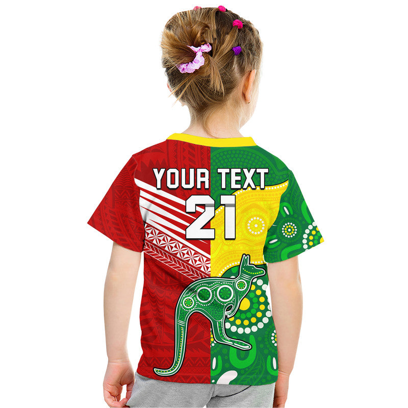 (Custom Personalised) Australia Kangaroos and Mate Maa Tonga T Shirt No2 LT9 - Vibe Hoodie Shop