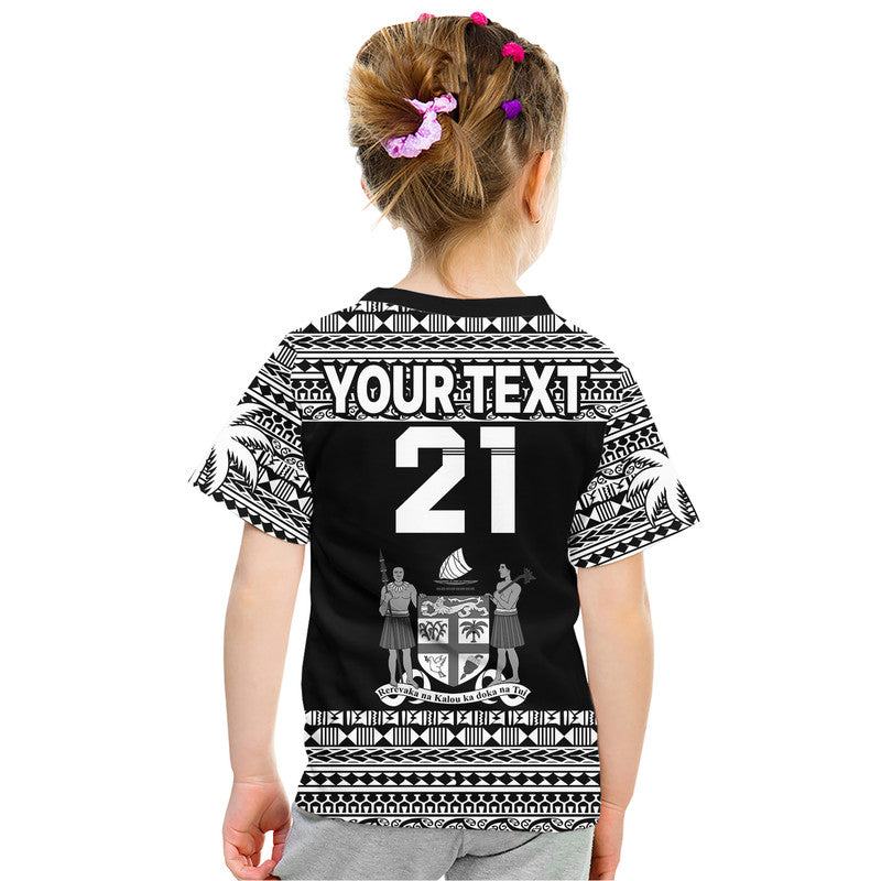 (Custom Text And Number) Fiji Rugby Sevens Kid T Shirt Simple Style - Vibe Hoodie Shop