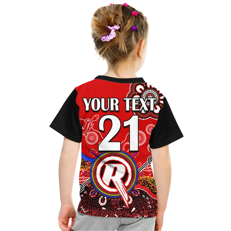 (Custom Personalised) Melbourne Renegades Kid T Shirt Cricket Indigenous Aboriginal Lizard Version - Vibe Hoodie Shop