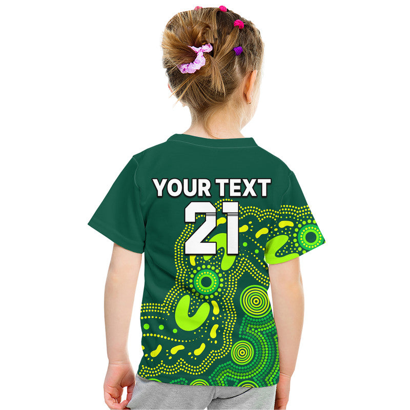 (Custom Text And Number) Australia Rugby Sevens Kid T Shirt Aboriginal - Vibe Hoodie Shop