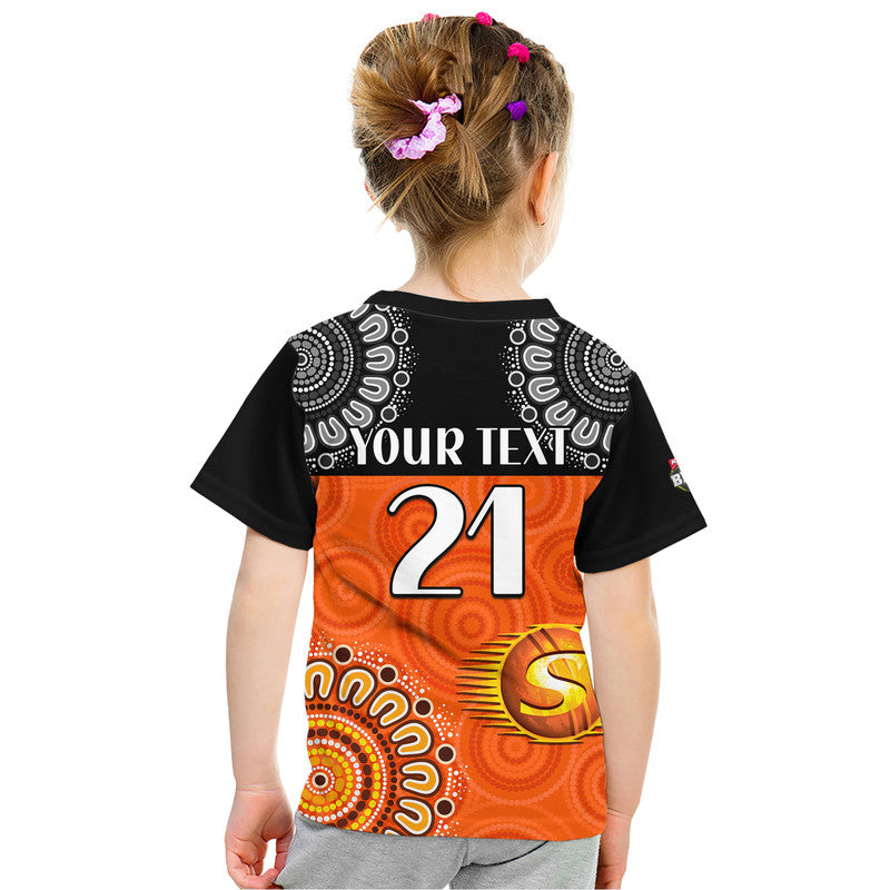 (Custom Personalised) Perth Scorchers Cricket Kid T Shirt Aboriginal Double Boomerang - Vibe Hoodie Shop