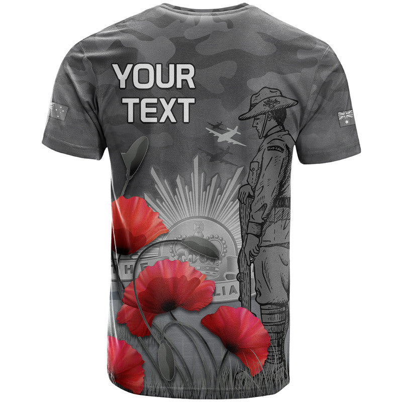 (Custom Personalised) Remembrance Day T Shirt Soldier Australian Army Rising Sun With Red Poppy LT9 - Vibe Hoodie Shop