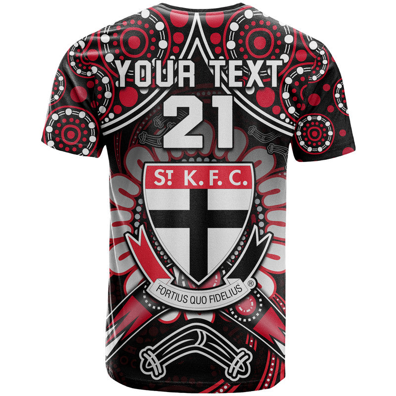 (Custom Personalised) St Kilda Saints T Shirt Boomerang Indigenous Dots LT9 - Vibe Hoodie Shop