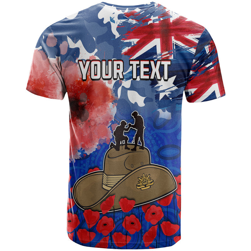 (Custom Personalised) Australia ANZAC Day T Shirt Grunge Australia Flag and Red Poppy LT9 - Vibe Hoodie Shop