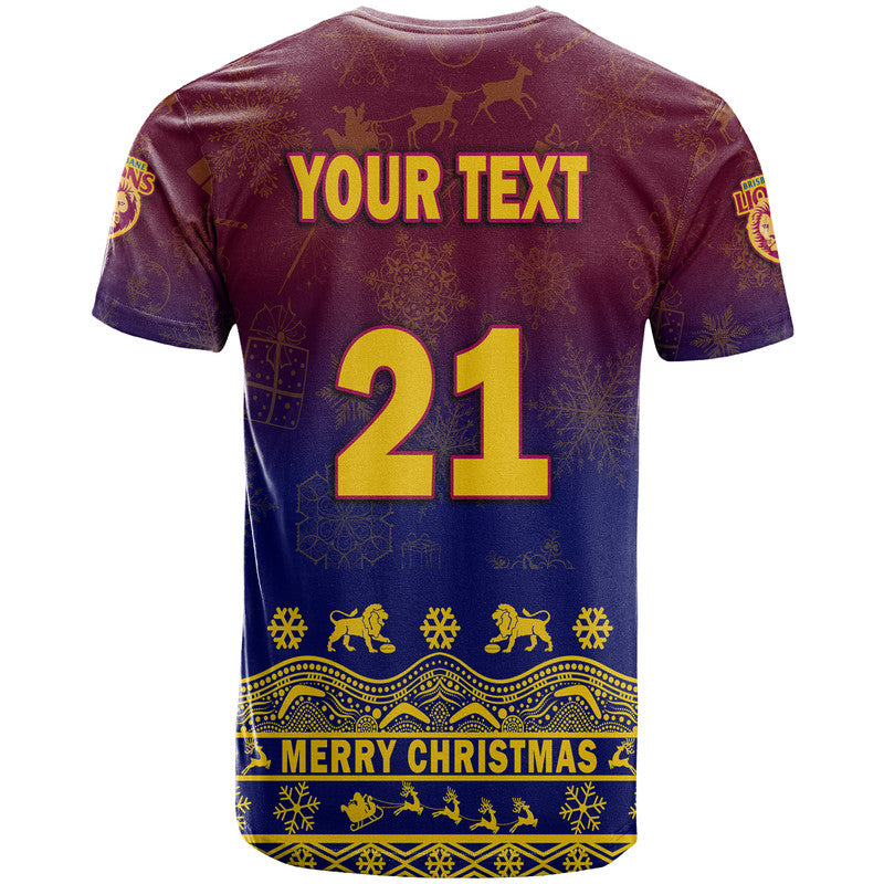 (Custom Personalised And Number) Brisbane Unique Lions Winter Season T Shirt Lions Merry Christmas LT9 - Vibe Hoodie Shop