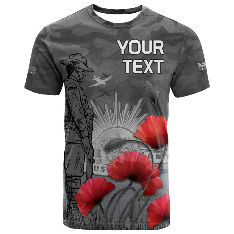 (Custom Personalised) Remembrance Day T Shirt Soldier Australian Army Rising Sun With Red Poppy LT9 - Vibe Hoodie Shop