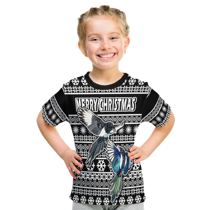 (Custom Personalised) Australian Magpies Christmas Vibe With Aboriginal Dot Painting Style T Shirt LT9 - Vibe Hoodie Shop