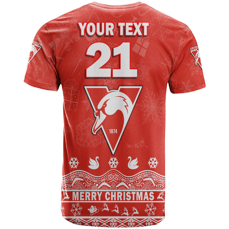 (Custom Personalised And Number) Sydney Swans Unique Winter Season T Shirt Swans Merry Christmas LT9 - Vibe Hoodie Shop