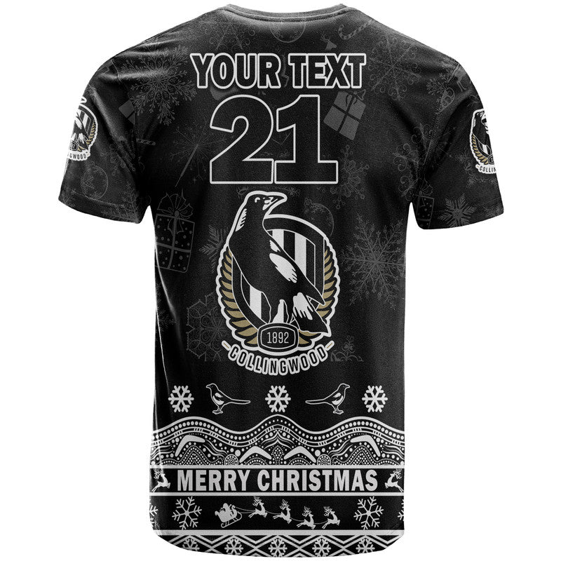 (Custom Personalised And Number) Collingwood Pies Unique Winter Season T Shirt Magpies Merry Christmas LT9 - Vibe Hoodie Shop