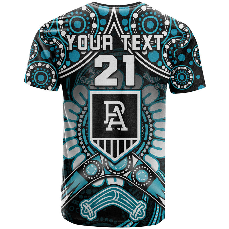 (Custom Personalised) Port Adelaide Power T Shirt Boomerang Indigenous Dots LT9 - Vibe Hoodie Shop