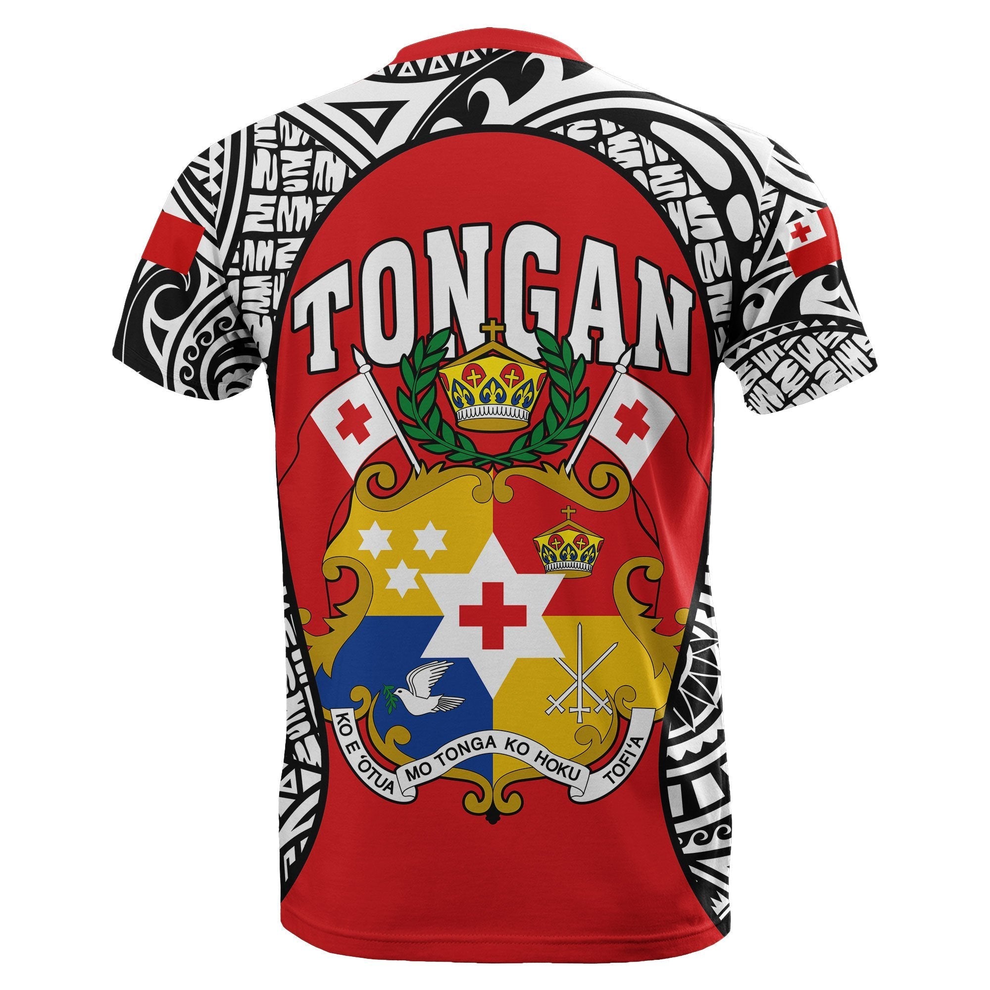 Tonga T shirt - Polynesia Lauhala Tokelau Feletoa Coat Of Arms - Gel Style - Red - Vibe Hoodie Shop