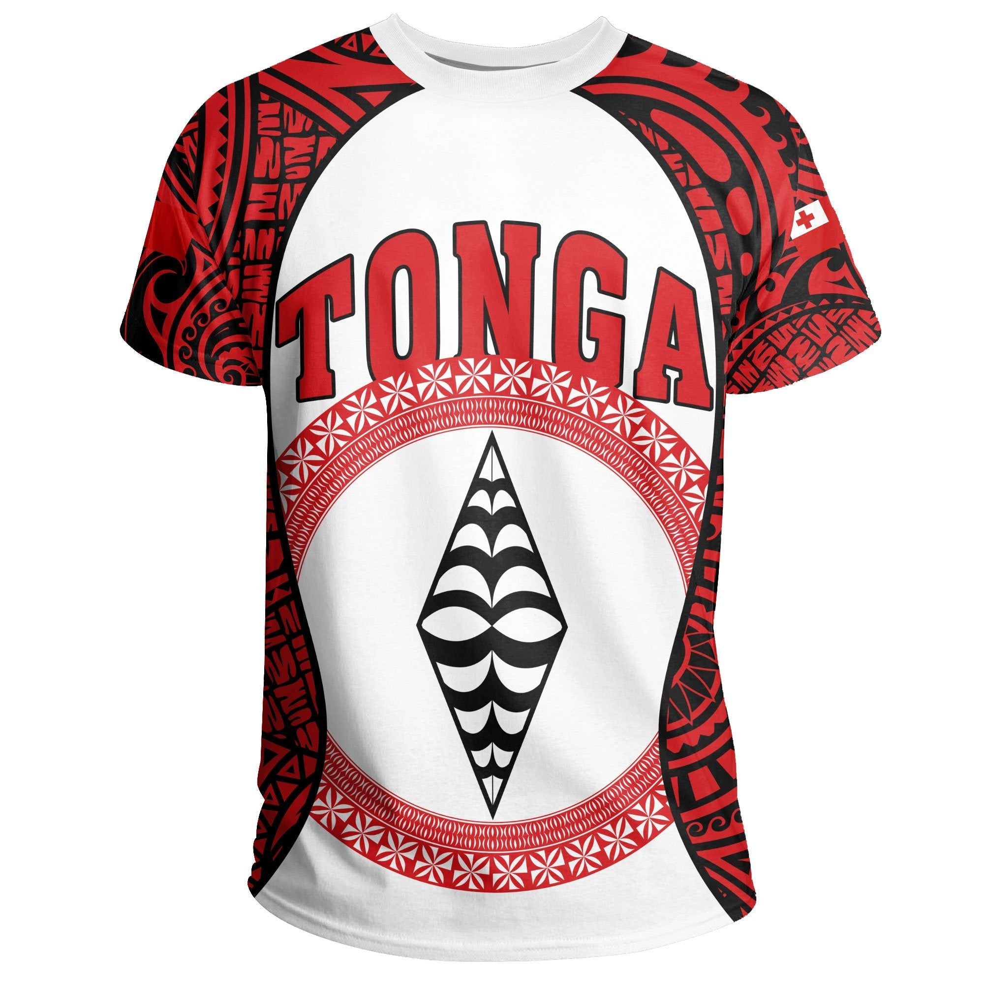 Tonga T shirt - Polynesia Lauhala Tokelau Feletoa Coat Of Arms - Gel Style - White - Vibe Hoodie Shop