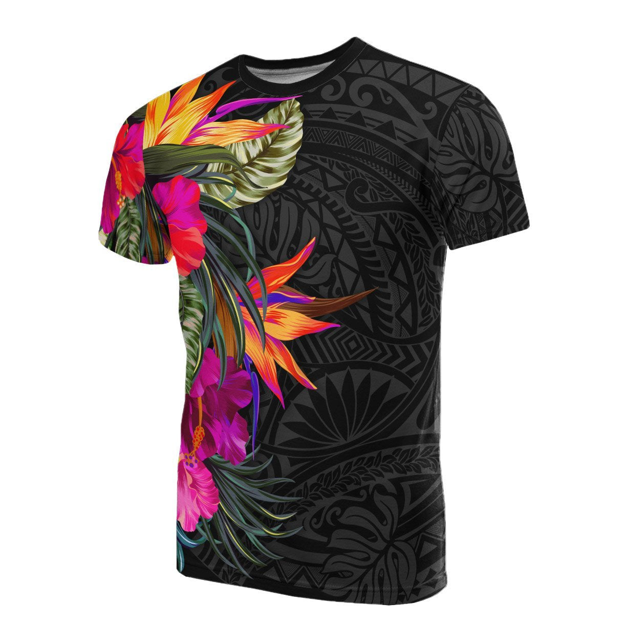 Vibe Hoodie Polynesian T shirt - Hibiscus Pattern - Vibe Hoodie Shop