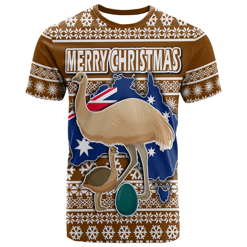 (Custom Personalised) Australian Emu Christmas Vibe With Aboriginal Dot Painting Style T Shirt LT9 - Vibe Hoodie Shop
