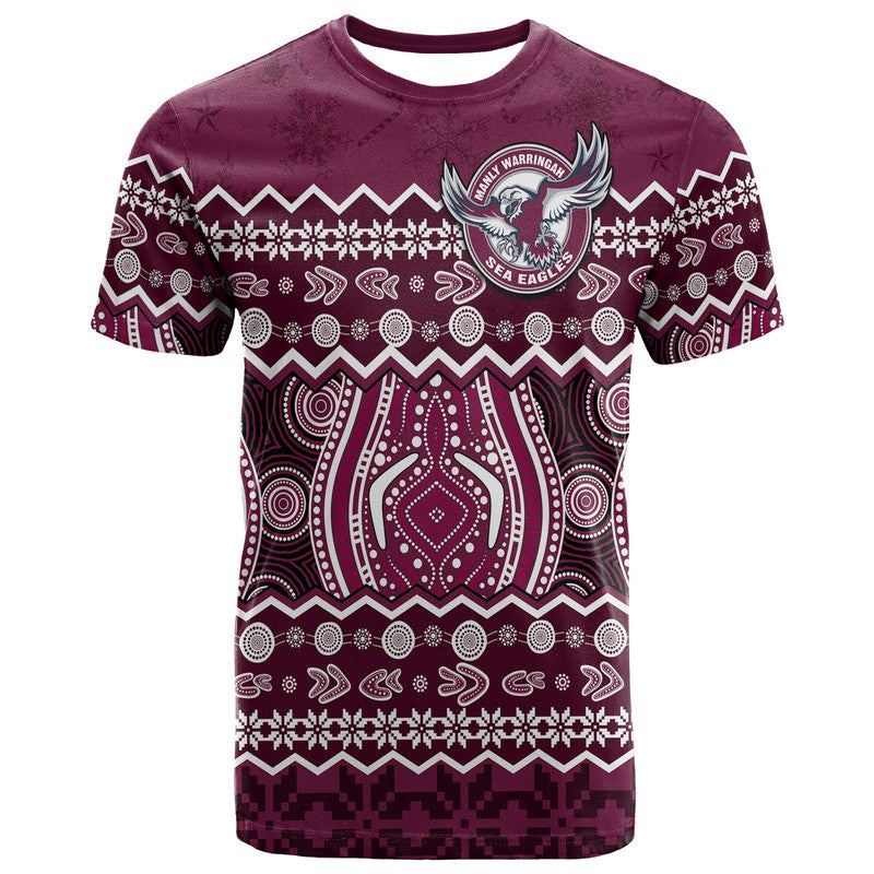 (Custom Personalised) Manly Warringah Maroon Sea Eagles Christmas Vibe T Shirt LT9 - Vibe Hoodie Shop