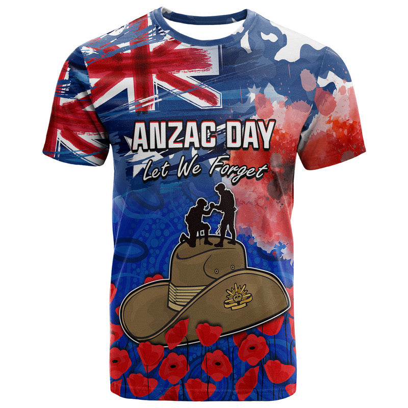 Australia ANZAC Day T Shirt Grunge Australia Flag and Red Poppy LT9 - Vibe Hoodie Shop