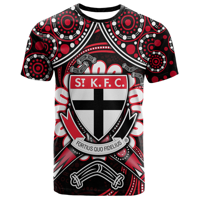 (Custom Personalised) St Kilda Saints T Shirt Boomerang Indigenous Dots LT9 - Vibe Hoodie Shop