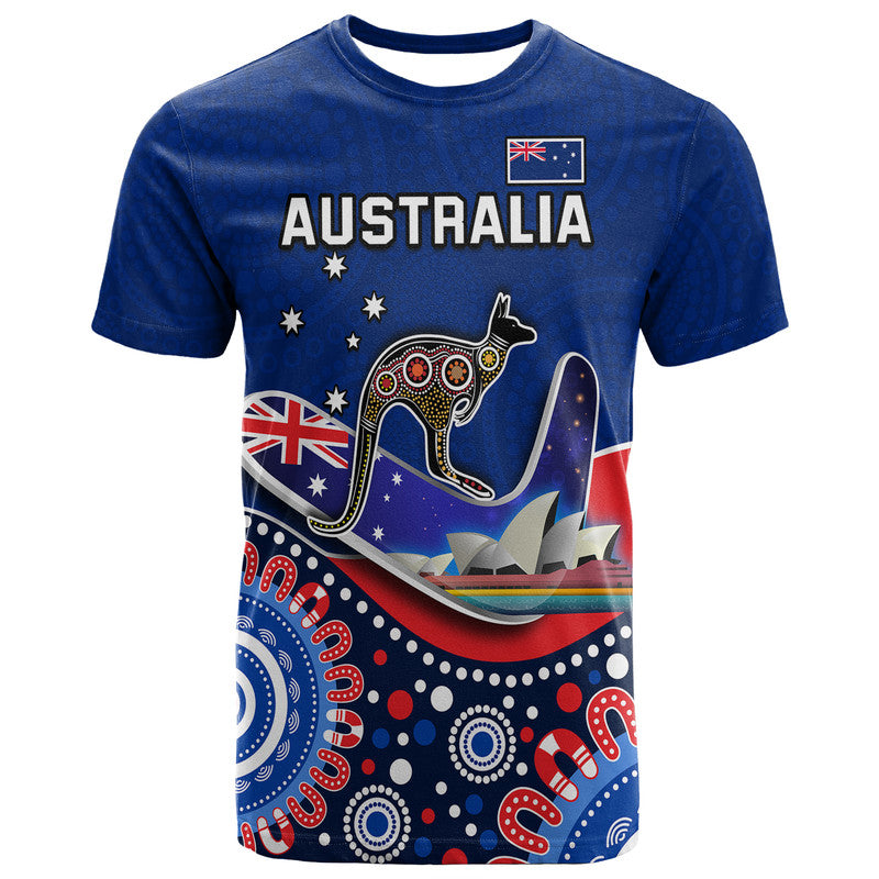 Australia Day T Shirt Indigenous Kangaroo And Boomerang LT9 - Vibe Hoodie Shop