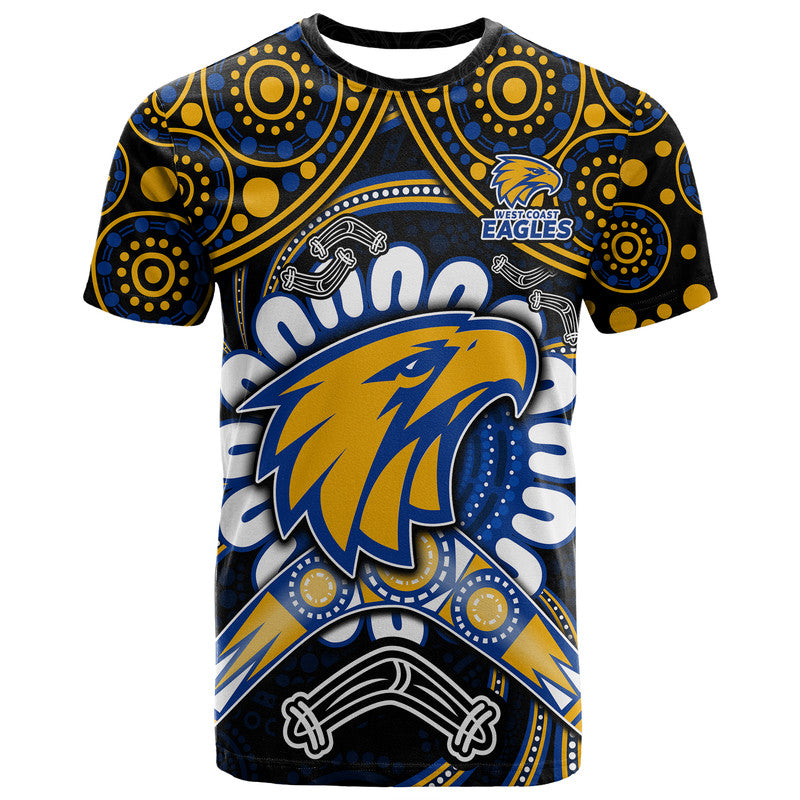 (Custom Personalised) West Coast Eagles T Shirt Boomerang Indigenous Dots LT9 - Vibe Hoodie Shop