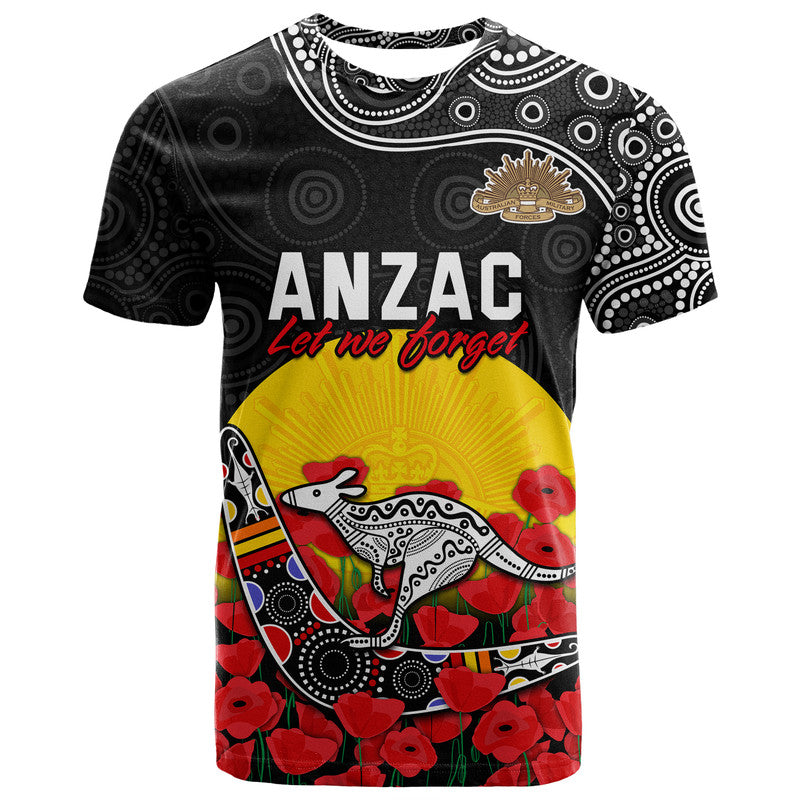 Australia ANZAC T Shirt Kangaroo Boomerang with Poppy LT9 - Vibe Hoodie Shop