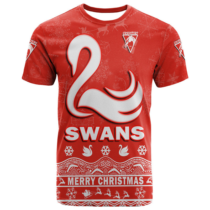 (Custom Personalised And Number) Sydney Swans Unique Winter Season T Shirt Swans Merry Christmas LT9 - Vibe Hoodie Shop