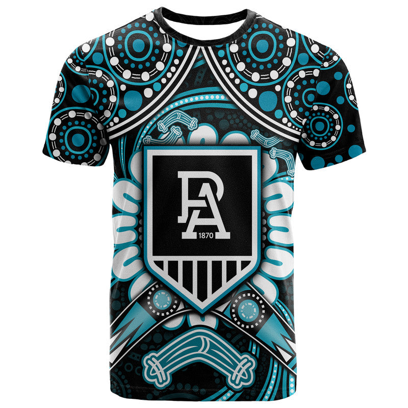 (Custom Personalised) Port Adelaide Power T Shirt Boomerang Indigenous Dots LT9 - Vibe Hoodie Shop