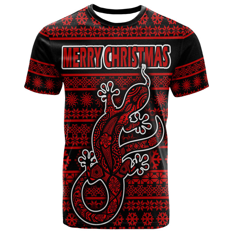 (Custom Personalised) Australian Lizard Christmas Vibe With Aboriginal Dot Painting Style T Shirt LT9 - Vibe Hoodie Shop