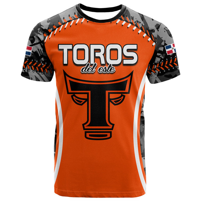 Dominican Toros De Este Baseball Stitches T Shirt Orange LT9 - Vibe Hoodie Shop