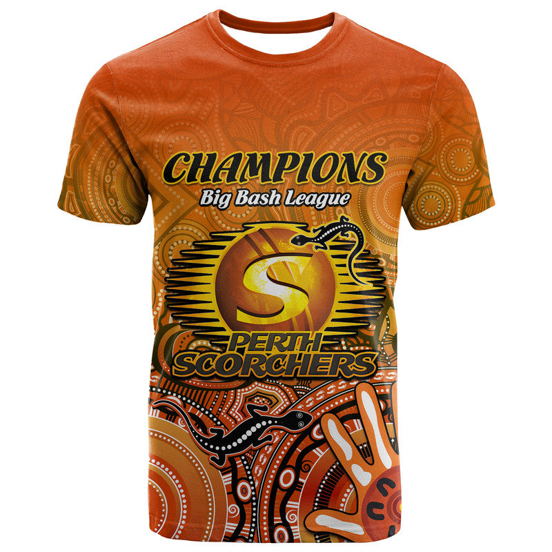 Perth Scorchers Champions T Shirt Lizard Indigenous Aboriginal LT9 - Vibe Hoodie Shop