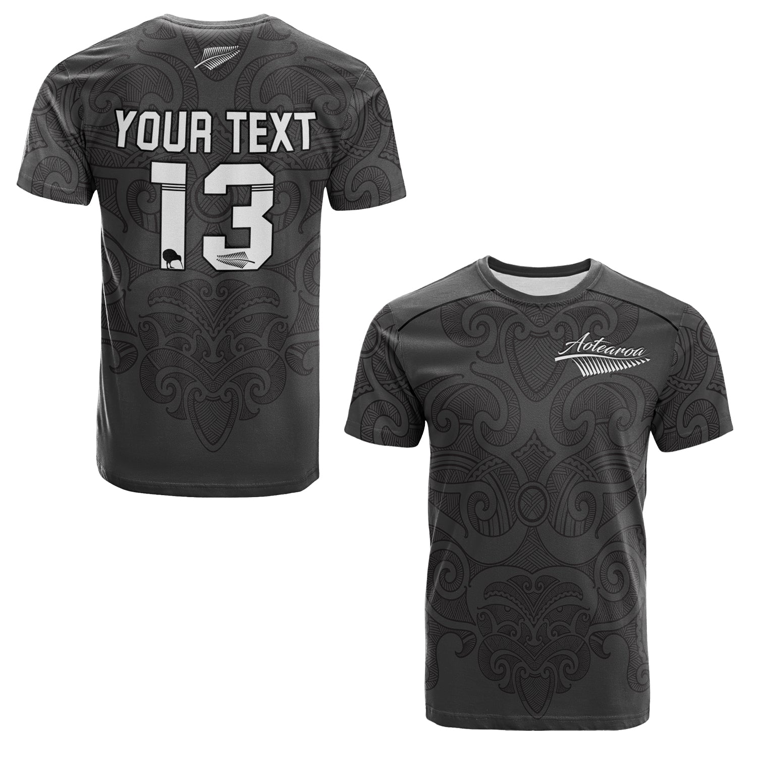 (Custom Personalised) Maori 2021 T shirt - Aotearoa Tattoo - Custom Text and Number - Vibe Hoodie Shop